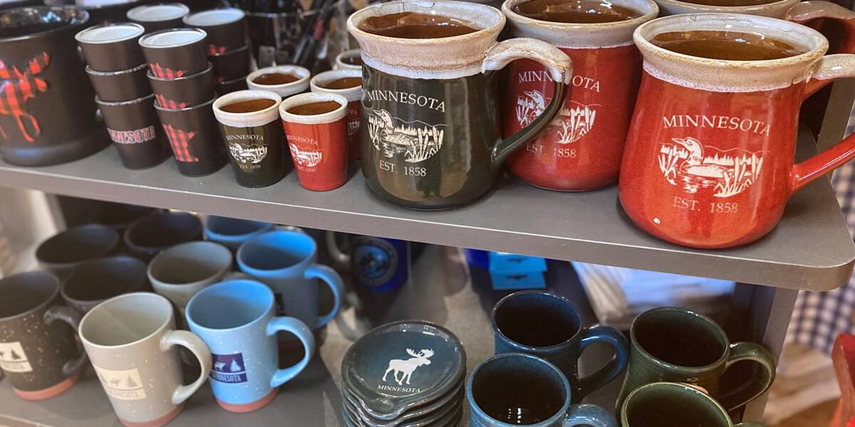 Minnesota Coffee Cups and Glasses | The Woods Gifts Interior Display